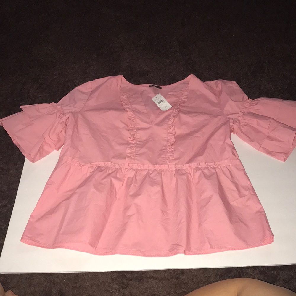 Nwt ANN TAYLOR Poplin Ruffle Top - Picture 7 of 8